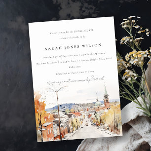 Chic Montpelier City Scape Vermont Bridal Shower Invitation