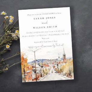 Chic Montpelier City Scape Vermont Couples Shower Invitation