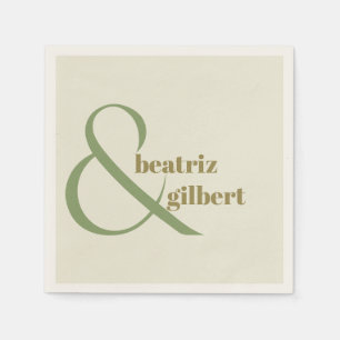 Chic Moss and Olive Green Modern Wedding Monogram Napkin