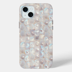 Chic Mother of Pearl Elegant Mosaic Pattern iPhone 15 Mini Case
