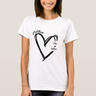 Chic Mothers Day Heart With 2 Children's Names  T-Shirt