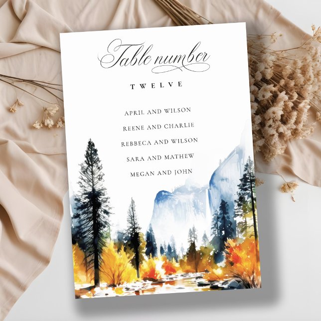 Chic Mountain Fall Landscape Wedding Seating Chart Table Number (Creator Uploaded)