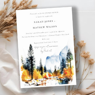 Chic Mountain River Fall Landscape Couples Shower Invitation