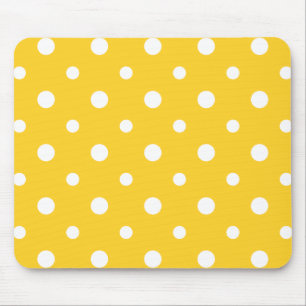 Chic Mousepad: White Jumbo Polkas on Yellow Mouse Pad