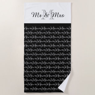CHIC MR AND MRS BEACH TOWEL WITH MONOGRAM