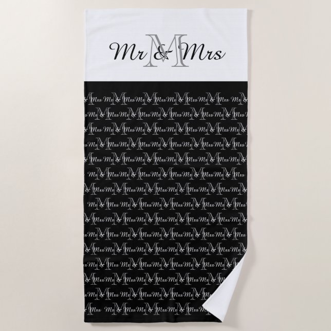 CHIC MR AND MRS BEACH TOWEL WITH MONOGRAM (Front)