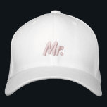 Chic Mr. blush pink white cute Embroidered Hat<br><div class="desc">Chic Mr.blush pink white cute Embroidered Baseball Cap
Available in many colours and options</div>