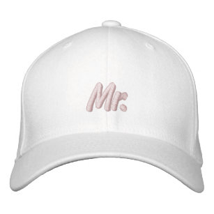 Chic Mr. blush pink white cute Embroidered Hat