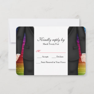 Chic Mr. & Mr. Tuxedo Couple RSVP Card
