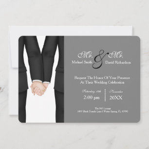 Chic Mr. & Mr. Tuxedo Couple Wedding Celebration Invitation