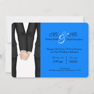 Chic Mr. & Mr. Tuxedo Couple Wedding Celebration Invitation