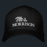 Chic Mrs. Last Name black and white cute wedding Embroidered Hat<br><div class="desc">Chic Mrs. Last Name black and white cute script wedding Embroidered Baseball Cap
Available in many colours and options</div>