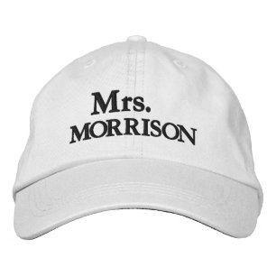 Chic Mrs. Last Name black and white Embroidered Hat