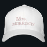 Chic Mrs. Last Name blush pink white Embroidered Hat<br><div class="desc">Chic Mrs. Last Name blush pink white Embroidered Baseball Cap
Available in many colours and options</div>