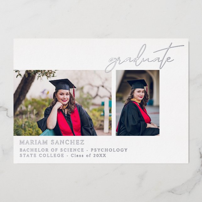 Chic Multi 2 Photo Graduation Foil Announcement (Front)