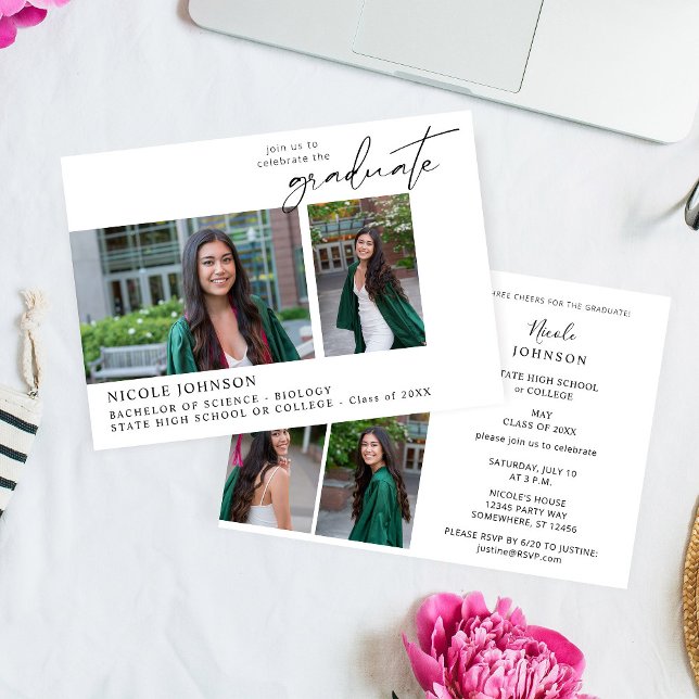 Chic Multi 5 Photo Graduation Party Invitation (Creator Uploaded)