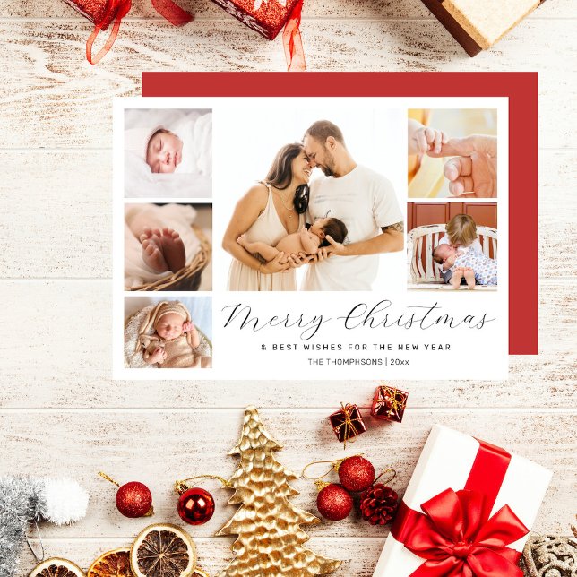 Chic Multi Photo Collage Year In Review Christmas Holiday Card (Creator Uploaded)
