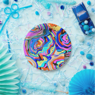 Chic multicolored modern art design Cool  Paper Plate