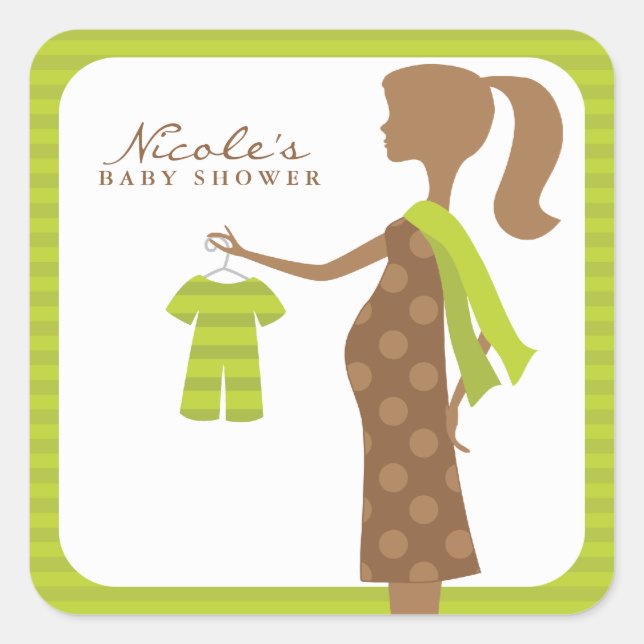 Chic Mum To Be Baby Shower Square Sticker (Front)