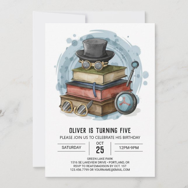 Chic Mystery Detective Birthday Invitation (Front)