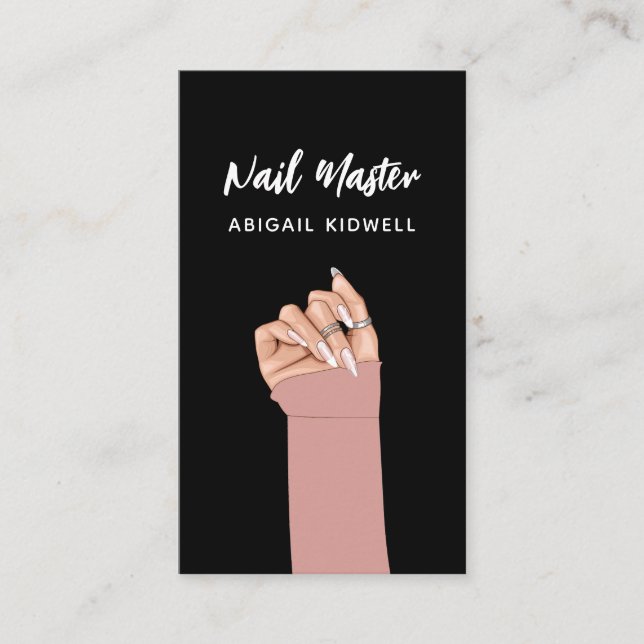 Chic Nail Art QR Code Website Business Card (Front)