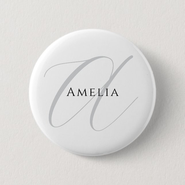 Chic Name Monogram Initial Letter Calligraphy  6 Cm Round Badge (Front)