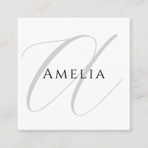 Chic Name Monogram Initial Letter Calligraphy  Enclosure Card