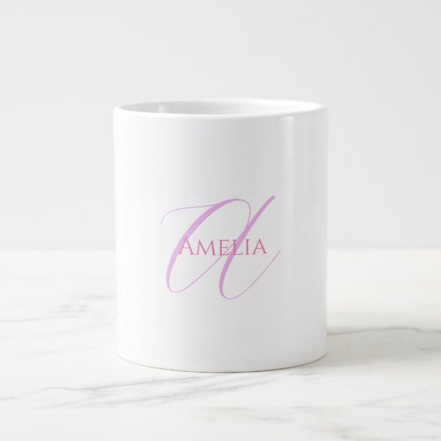 Chic Name Monogram Initial Letter Calligraphy  Large Coffee Mug (Front)