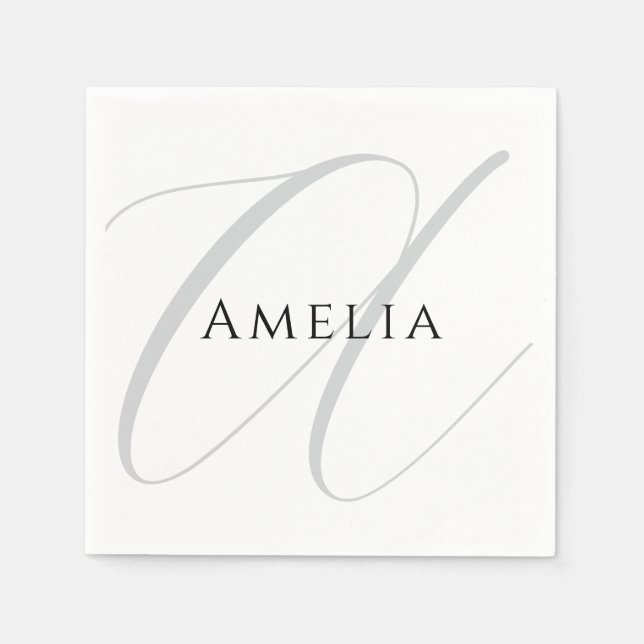 Chic Name Monogram Initial Letter Calligraphy  Napkin (Front)