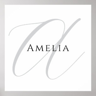 Chic Name Monogram Initial Letter Calligraphy Poster