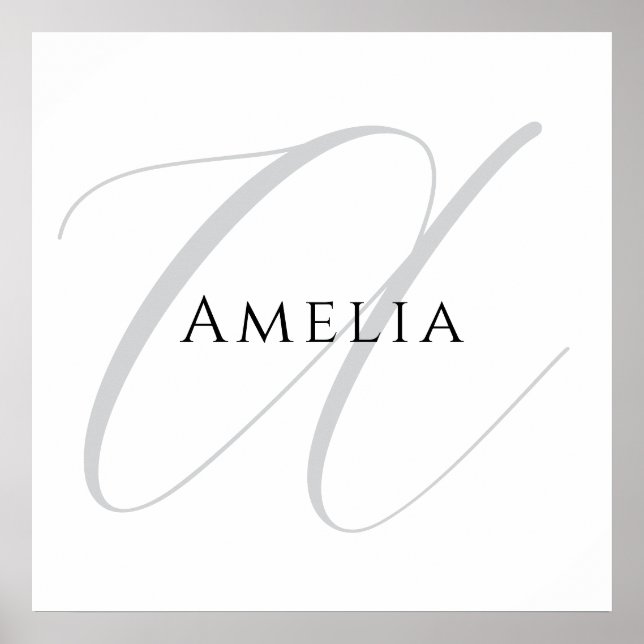 Chic Name Monogram Initial Letter Calligraphy  Poster (Front)