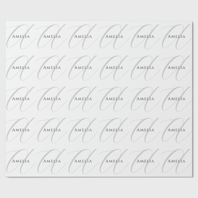 Chic Name Monogram Initial Letter Calligraphy  Wrapping Paper (Flat)