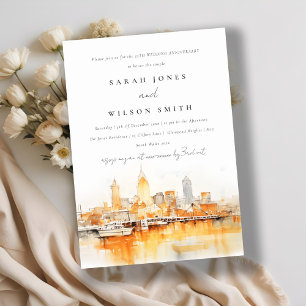 Chic Nashville City Skyline Wedding Anniversary Invitation