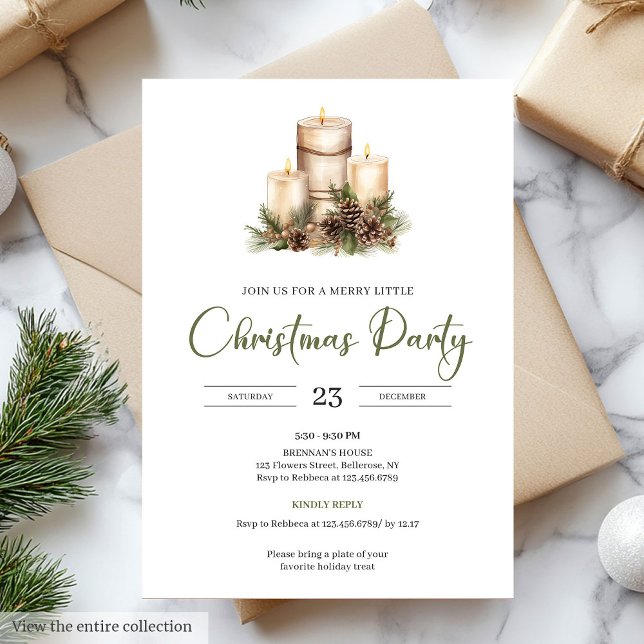Chic Natural Palette Beige Minimal Christmas Party Invitation (Natural Palette Beige Minimal Christmas Party Invite)
