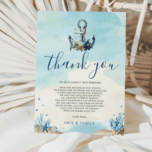 Chic Nautical Anchor Beach Modern Wedding Thank You Card