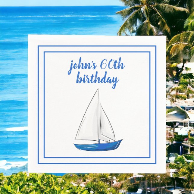Chic Nautical Blue Ship Cocktail Party  Napkin (Creator Uploaded)