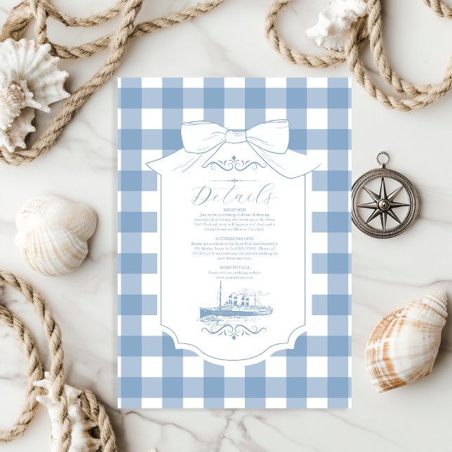 Chic Nautical Coquette Bow Wedding Enclosure Card (Creator Uploaded)