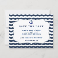 Chic Nautical Navy Waves Anchor Wedding