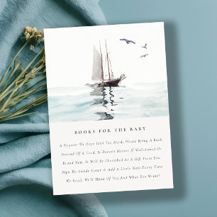 Chic Nautical Sailing Yacht Books For Baby Shower Enclosure Card