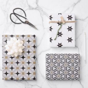 Chic Nautical White and Navy Blue Wrapping Paper Sheet