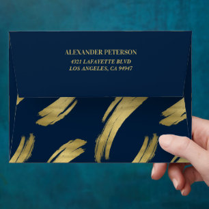 Chic Navy and Gold Foil Birthday Personalised Envelope