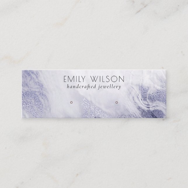 Chic Navy Blue Agate Marble Stud Earring Display Mini Business Card (Front)