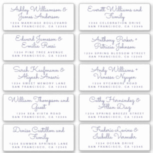 Chic Navy Blue Calligraphy Guest Address Labels