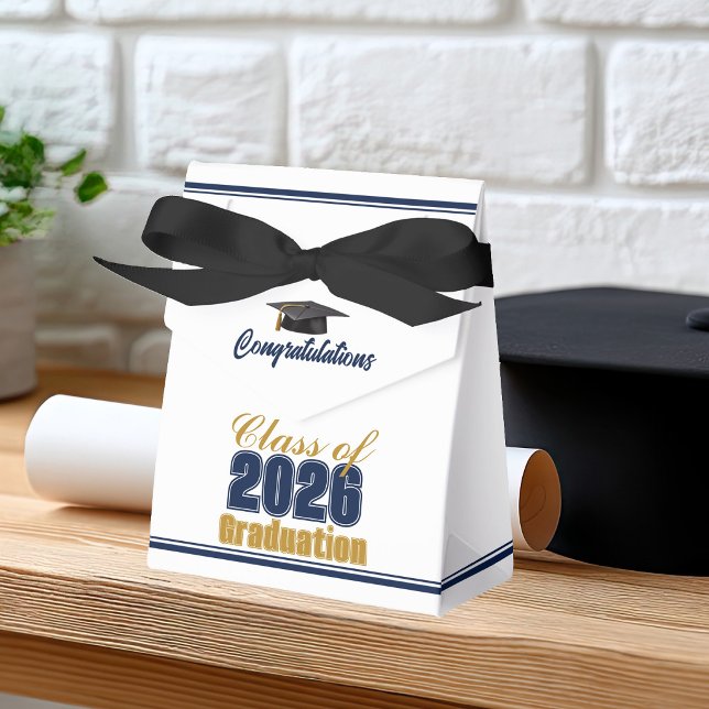 Chic Navy Blue Class of 2026 Custom Graduation Favour Box (Creator Uploaded)