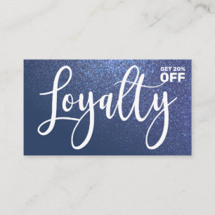 Chic Navy Blue Glitter Gradient Typography Loyalty Card