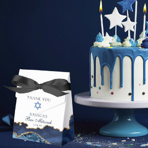 Chic Navy Blue Gold Agate Bar Mitzvah Fancy Party Favour Box