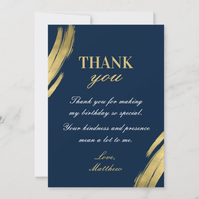 Chic Navy Blue Gold Elegant Birthday  Invitation (Front)