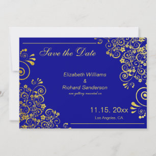 Chic Navy Blue Gold Save the Date  Wedding