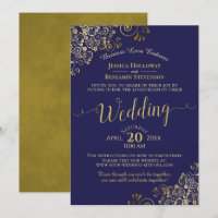 Chic Navy Blue & Gold Virtual Wedding Livestream