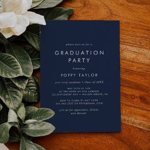 Chic Navy Blue Graduation Party Invitation